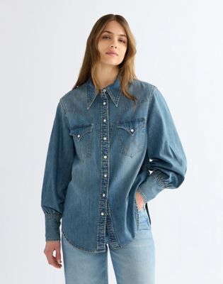 Relaxed Exaggerated Western Shirt in Worn Legacy