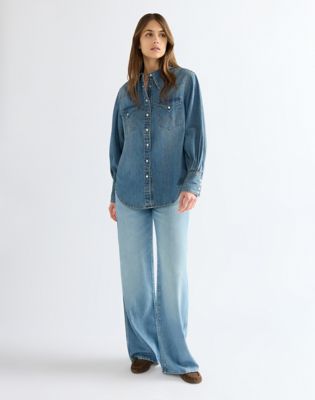 Relaxed Exaggerated Western Shirt in Worn Legacy