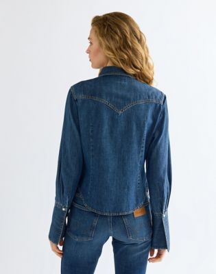 Slim Bell Western Shirt in Midnight Wash