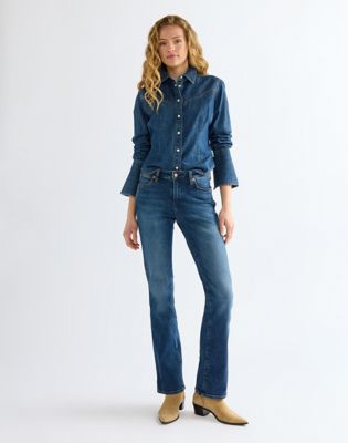 Slim Bell Western Shirt in Midnight Wash