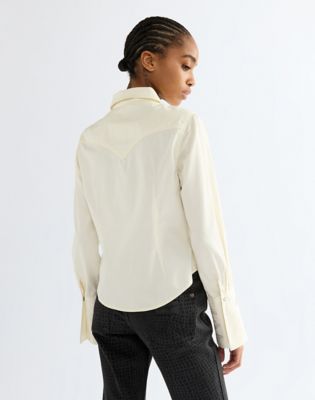 Slim Bell Western Shirt in Egret