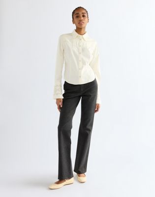 Slim Bell Western Shirt in Egret
