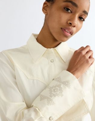 Slim Bell Western Shirt in Egret