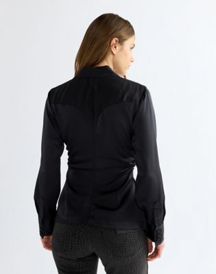 Slim Cinched Waist Shirt in Black
