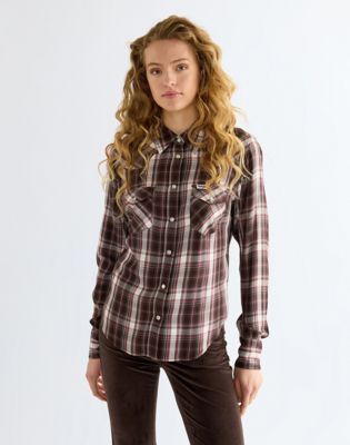 Slim Western Shirt in Chocolate Torte