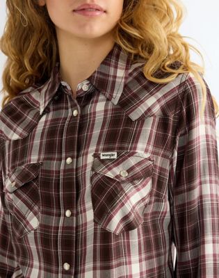 Slim Western Shirt in Chocolate Torte