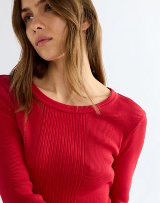 Slim Variegated Crew Tee in Chili Pepper
