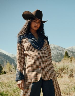 Regular Houndstooth Blazer in Rinse