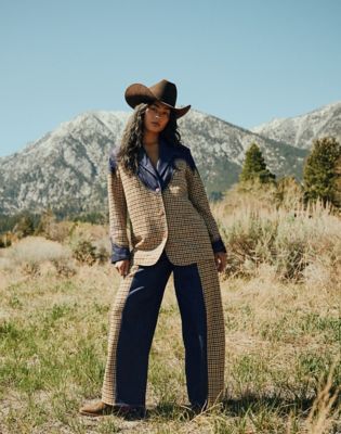 Regular Houndstooth Blazer in Rinse