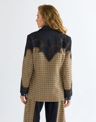 Regular Houndstooth Blazer in Rinse