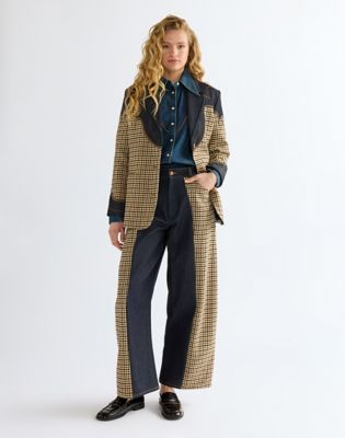 Regular Houndstooth Blazer in Rinse