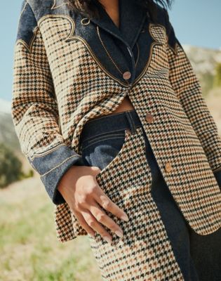 Regular Houndstooth Blazer in Rinse
