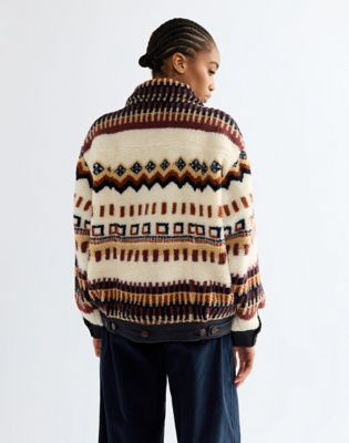 Relaxed Sherpa Trucker Jacket in Fun Fairisle