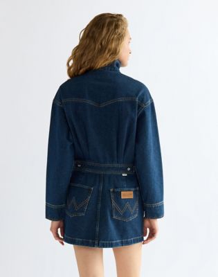 Relaxed Moto Dress in Rawhide Blue