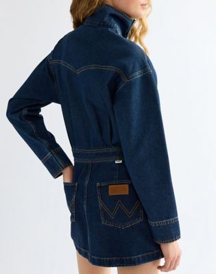 Relaxed Moto Dress in Rawhide Blue
