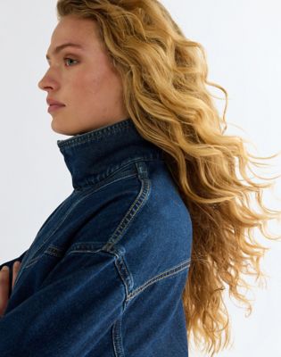 Relaxed Moto Dress in Rawhide Blue