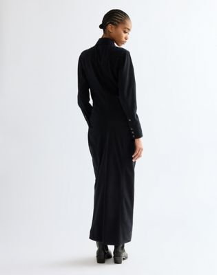 Slim Cinched Waist Maxi Dress in Black Fade