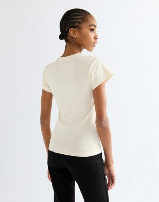Slim Shrunken Band Tee in Egret