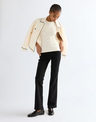 Slim Shrunken Band Tee in Egret