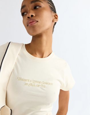 Slim Shrunken Band Tee in Egret