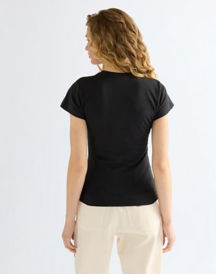 Slim Shrunken Band Tee in Jet Black