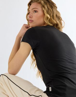 Slim Shrunken Band Tee in Jet Black