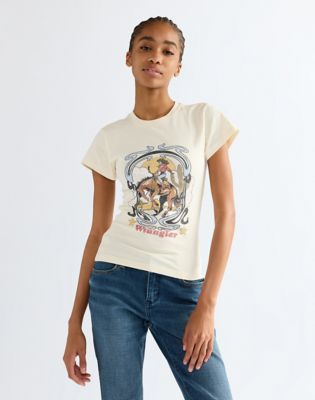 Slim Shrunken Band Tee in Egret