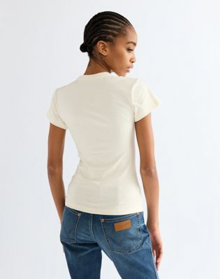 Slim Shrunken Band Tee in Egret