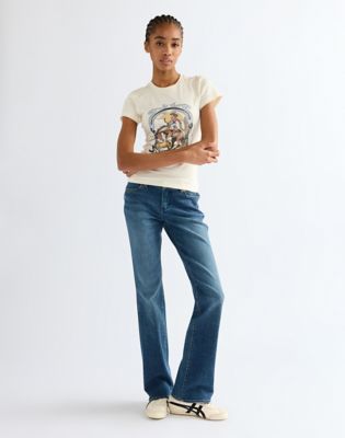 Slim Shrunken Band Tee in Egret