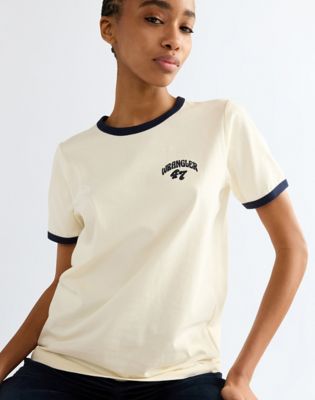 Slim Ringer Tee in Antique White