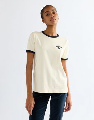Slim Ringer Tee in Antique White
