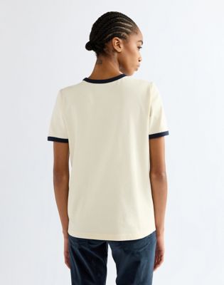 Slim Ringer Tee in Antique White