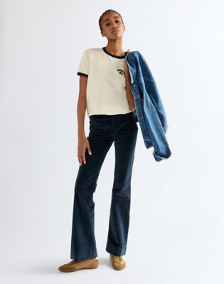 Slim Ringer Tee in Antique White