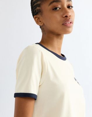 Slim Ringer Tee in Antique White