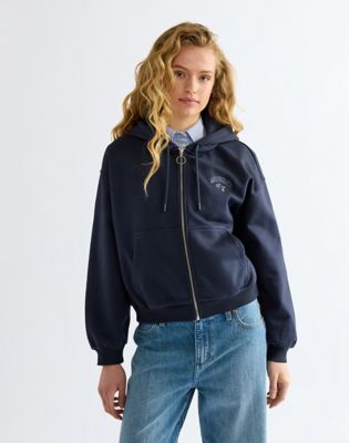 Oversized Zip Up Hoodie in Dark Sapphire