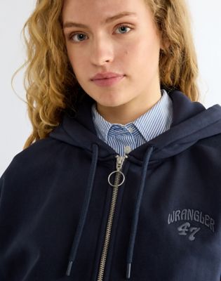Oversized Zip Up Hoodie in Dark Sapphire
