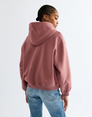 Oversized Zip Up Hoodie in Rose Brown