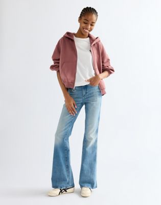 Oversized Zip Up Hoodie in Rose Brown