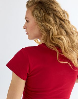 Slim Shrunken Band Tee in Chili Pepper