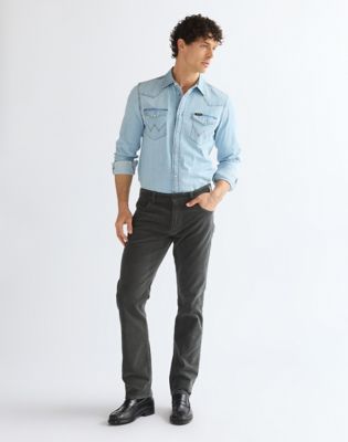 Greensboro Corduroy Straight Trousers in Dark Shadow