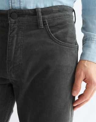 Greensboro Corduroy Straight Trousers in Dark Shadow