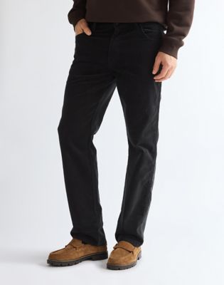 Texas Straight Corduroy Trousers in Jet Black