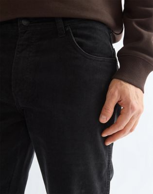 Texas Straight Corduroy Trousers in Jet Black