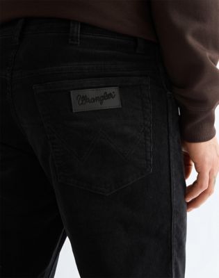 Texas Straight Corduroy Trousers in Jet Black
