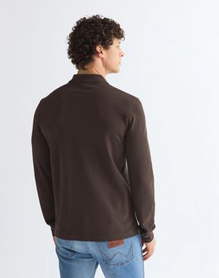 Long Sleeve Regular Polo Shirt in Chocolate Torte