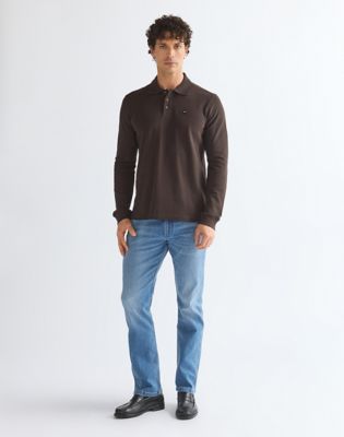 Long Sleeve Regular Polo Shirt in Chocolate Torte