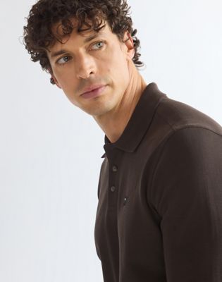 Long Sleeve Regular Polo Shirt in Chocolate Torte