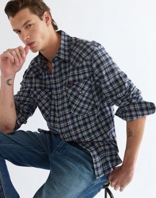 Regular Western Shirt in Deep Blue