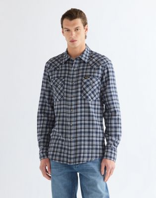 Regular Western Shirt in Deep Blue