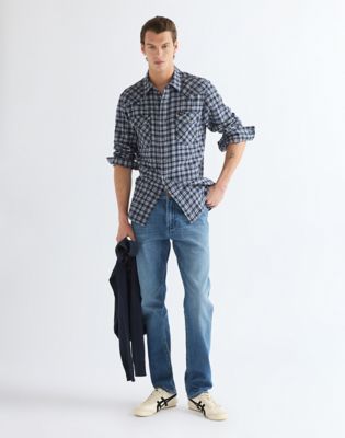 Regular Western Shirt in Deep Blue